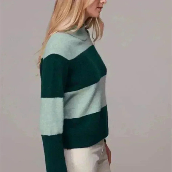 Whistles Striped Button Neck Sweater - Picture 3 of 6